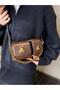 Women's Brown Squirrel Accessory Detailed Design Baguette Bag - 7