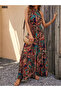 Authentic Patterned Women's Dress - Sleeveless Halter Neckline Elastic Waist Micro Fabric