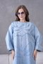 Women's Wide Fit Long Denim Dress with Sequined Embroidery on the Front
