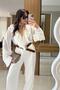 Giav White Ruffled Design Shirt