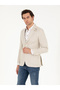 Ecru Slim Fit Silk Linen Blend Jacket 50264753-Vr019