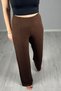 Women's Brown Lycra Palazzo Trousers with Elastic Waist - 3