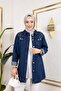 سترة نسائية مطرزة بالخرز من قماش الدنيم - 2