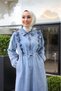 Women's Denim Jeans Dress with Fir Lace-Up Waist - 7