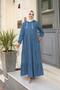 Women's Hooded Detailed Denim Dress - 4