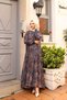 Women's Lined Chiffon Patterned Dress - 2