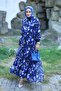 Women's Lined Chiffon Patterned Dress - 3