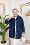 Women's Denim Jeans Jacket with Pocket Stone Stitching Detail