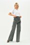 Maternity Stretchy Tummy Banded Waist Adjustable Wide Leg Jeans Anthracite - 2