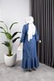 Women's Birded Denim Dress with Ruffle Detail - 6