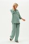 Pregnant Loose Wide Leg Adjustable Waist Shirt Suit Green - 2