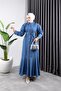 Women's Buttoned Bowled Denim Dress - 4