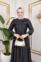 Women's waist cinched flared denim dress - 4