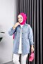 Women's Stone Detailed Snow Washed Denim Jeans Jacket - 5