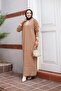 Women's buttoned v-neck twisted knitted hijab dress - 2