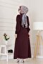 Belted Tencel Dress-Burgundy - 5