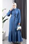 Women's Buttoned Bowled Denim Dress
