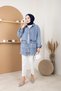 Women's Jeans Jacket with Stone Detail Pocket - 5