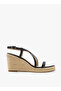 Textured Cross Strap Wedge Heel Sandals with Buckle Closure - 3