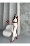 Women's Beige Vest and Pants Belted Two-Piece Set - 5