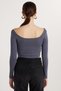Women's Slim Fit Slim Fit Cotton Boat Neck Anthracite Blouse - 5