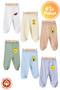 Unisex Baby Combed Organic Cotton Fruit Printed 0-6 Months Baby Bottoms with Booties Set of 6
