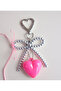Pearl Heart Pink Keychain Shoe Phone Bag Ornament Carm Accessory Ribbon Ribbon