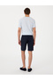 Navy Blue Slim Fit Linen Blend Waist Lace-Up Woven Shorts 50308147-Vr033 - 4