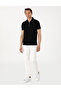 Black Slim Fit 100% Cotton Zippered Polo Collar Mercerized T-Shirt 50302615-Vr046 - 4