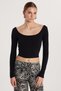 Women's Slim Fit Slim Fit Cotton Boat Neck Black Blouse - 4