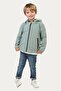 Boy's Mint Green Lined Hooded Double Zipper Pocket Raincoat