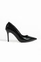 Black Vegan Leather Wrinkled Patent Leather 9cm Heeled Memory Pad Comfortable Fit Pointed Toe Women's Stiletto - 5