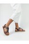 Black Color Stone Embroidered Lightweight Flat Heel 36-37-38-39-40 Size Women's Sandals