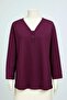 Plus Size V-Neck 3 Button Mother Combed Cotton Blouse – Relaxed Fit - 5