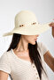 White Straw Beach Hat with Rope Stripe and Bead Detail - 5