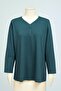 Plus Size V-Neck 3 Button Mother Combed Cotton Blouse – Relaxed Fit - 4