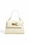 Fiesta Model Women's Stylish Cream Hand and Shoulder Bag with Gold Accessories - 4