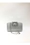 Silver Color Laser Fabric Flower Motif Stone Hand and Strap Evening Dress Portfolio Clutch Evening Bag - 2