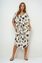 Women's Ecru-Yellow V-Neck Patterned Summer Maxi Size Woven Dress Prmx14087 - 2