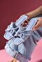 Casia Light Blue Denim Fabric Knot Detailed Slippers - 3