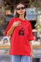 Women Printed Women's Crew Neck Cotton Oversize Short Sleeve T-Shirt - 2