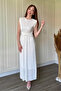 Padded Crinkle Midi Waist Detailed White Dress - 7