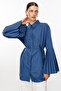 Pleated Sleeve Indigo Shirt - 3