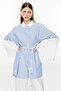 Pleated Sleeve Striped Shirt