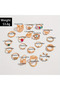 Selure 19 Pieces Crystal Stone Geometric Evil Eye Design Vintage Multiple Gold Gold Ring Set - 4