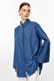 Pleated Sleeve Indigo Shirt - 6