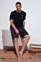 Checkered Regular Fit Cotton Crew Neck Short Sleeve Shorts Pajama Set Men's Pajama Set