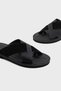 Genuine Leather and Suede Detailed Cross Double Banded Slippers Men's Slippers X4P124 Xr340 K001 - 4