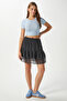 Women's Juliet Black Floral Lined Flounce Mini Chiffon Woven Skirt - 4