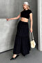 Basic Lined Pleated Women's Long Skirt Black - 5